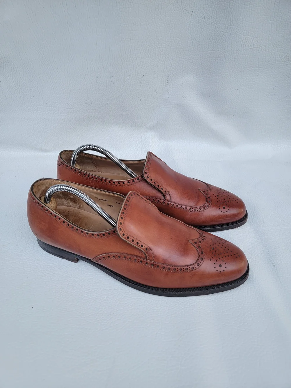 Brooks Brothers Tan Brown Leather Slip-On Wingtip Oxfords